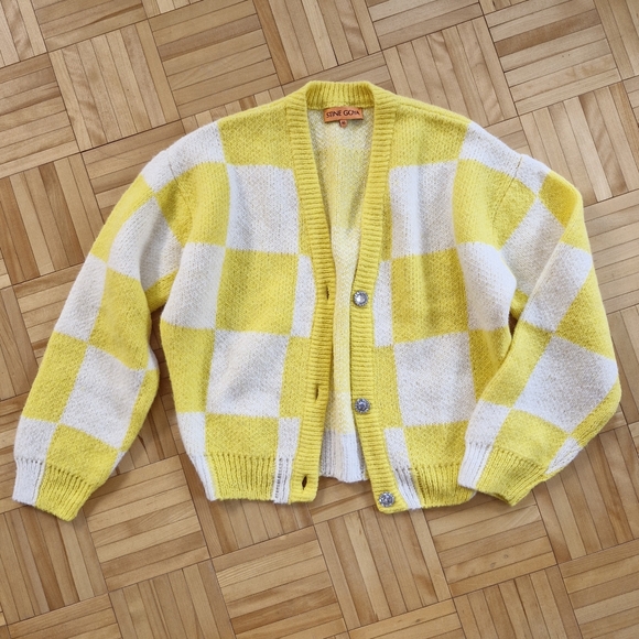 Stine goya yellow checker cardigan - Picture 2 of 8